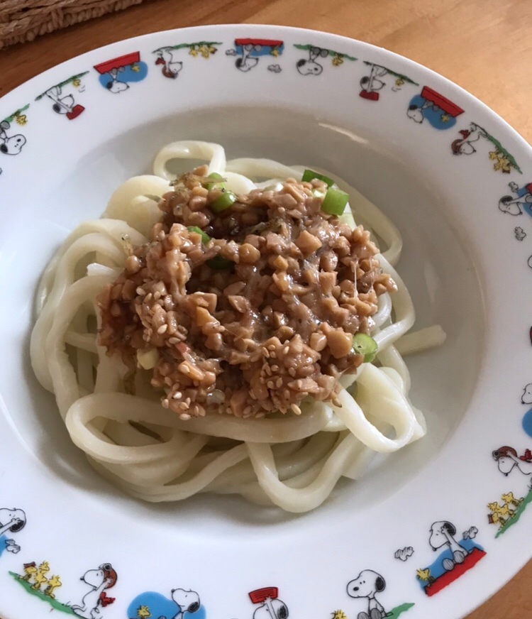 ひきわり納豆とじゃこの焼うどん