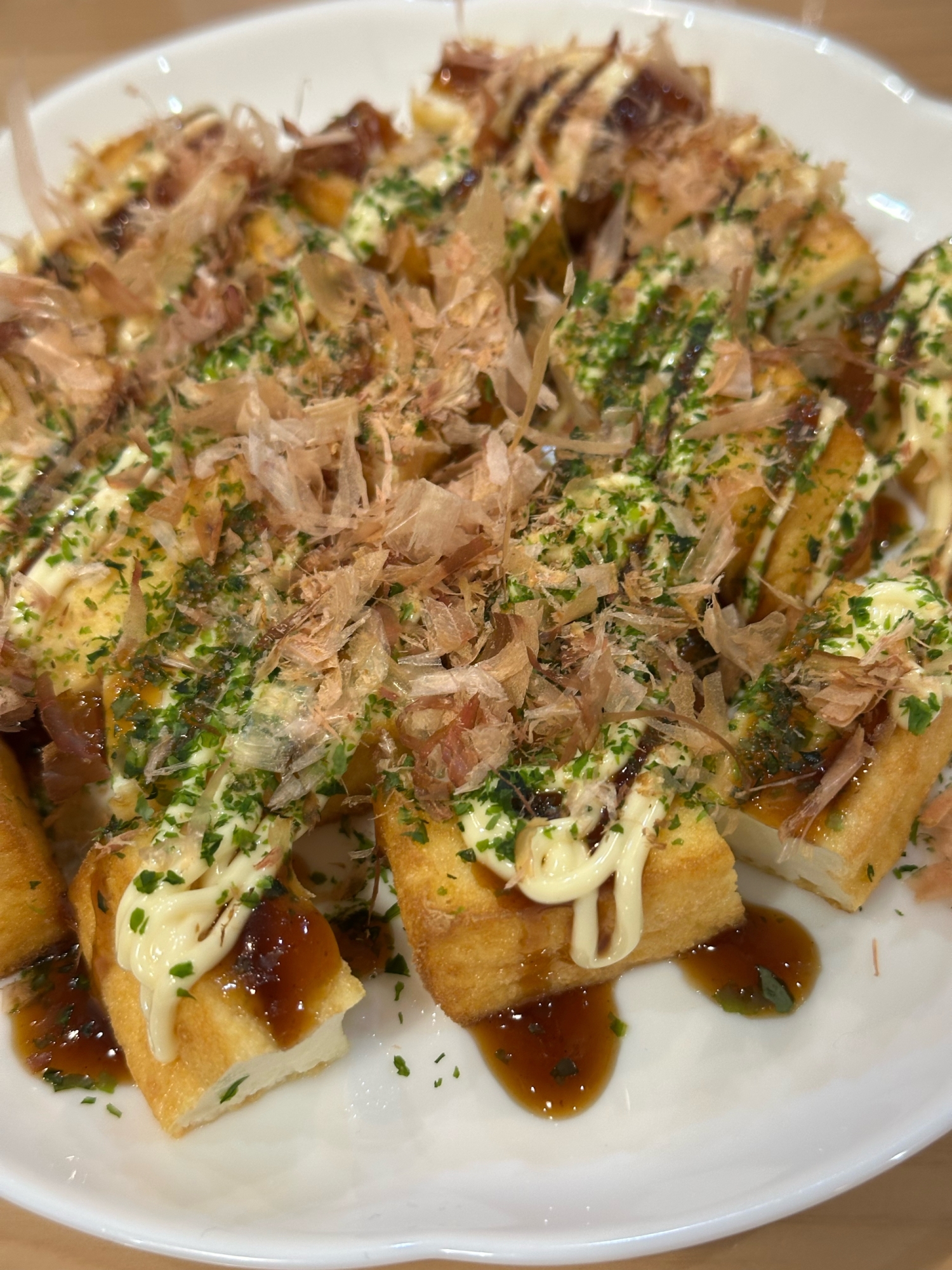 厚揚げでたこ焼き風⭐️安くて美味しい