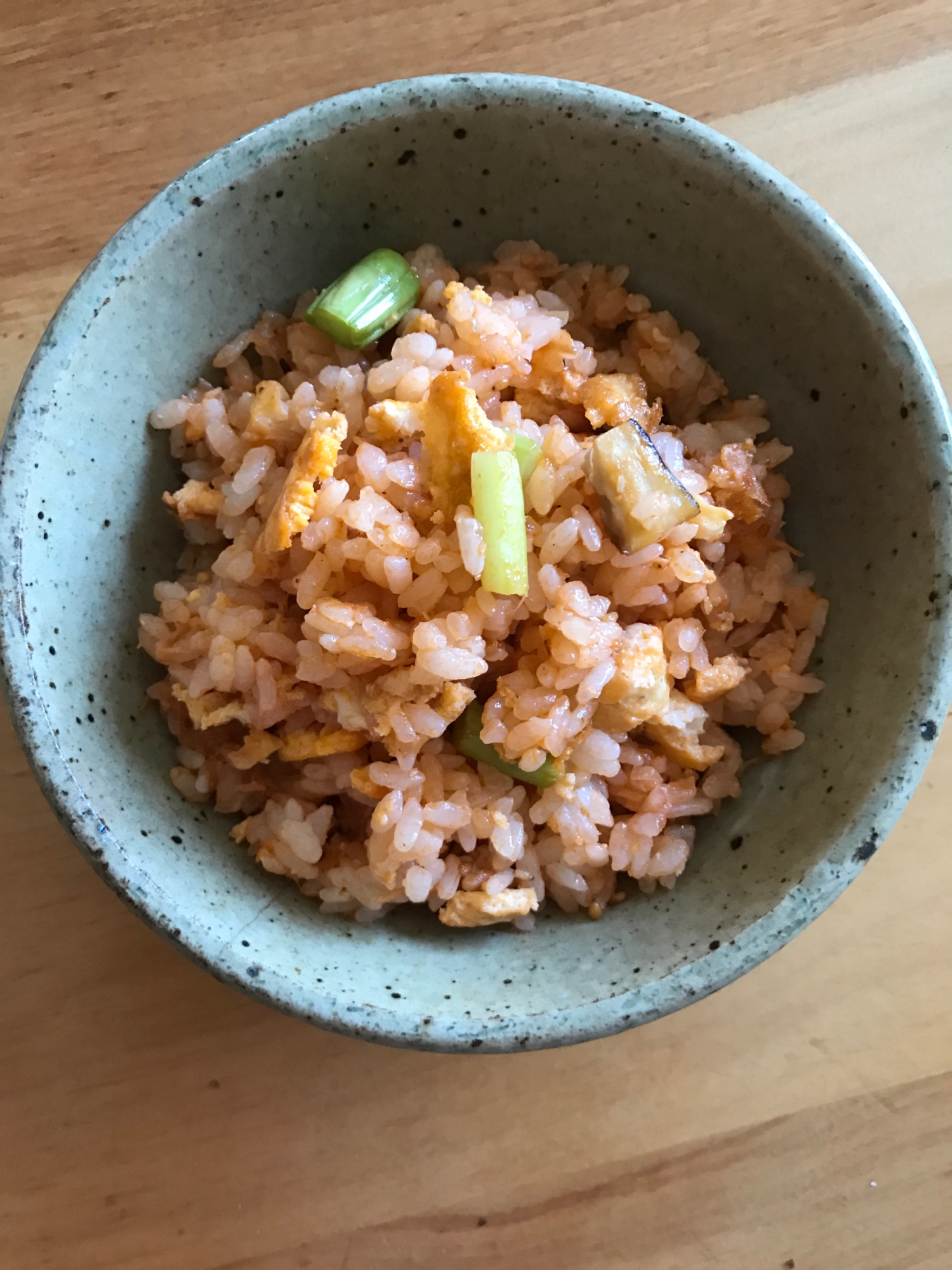 アスパラとアワビ茸のケチャップチャーハン