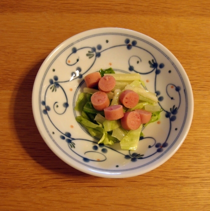 ウインナーとキャベツのステーキ醤油炒め 1