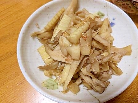 焼肉のタレを使って　破竹と　舞茸の　炒め物