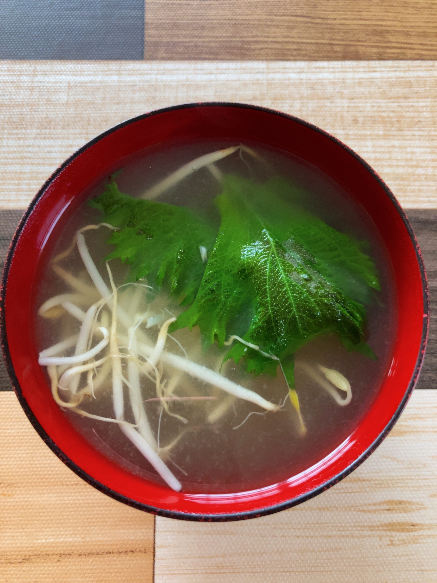 大葉とモヤシのお汁
