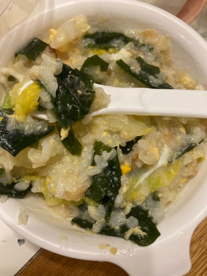 簡単すぐ出来ちゃう！卵わかめ雑炊
