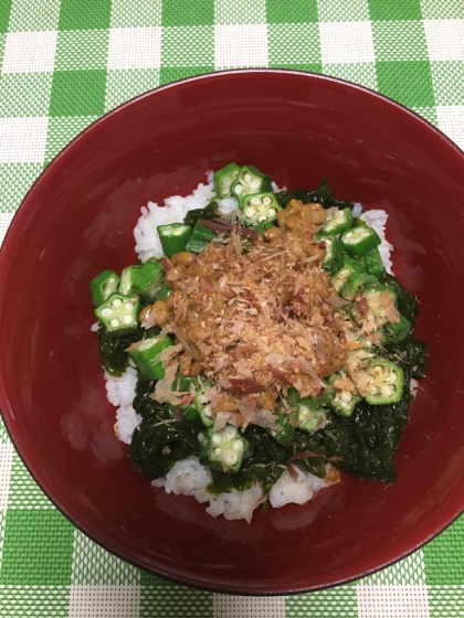 オクラ昆布納豆のネバネバ丼