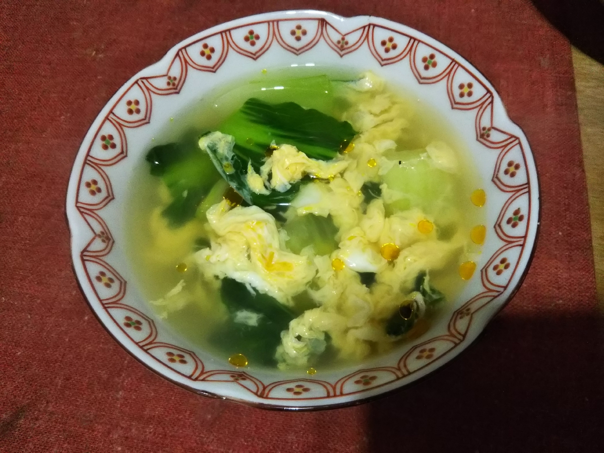 チンゲン菜と玉子の中華スープ