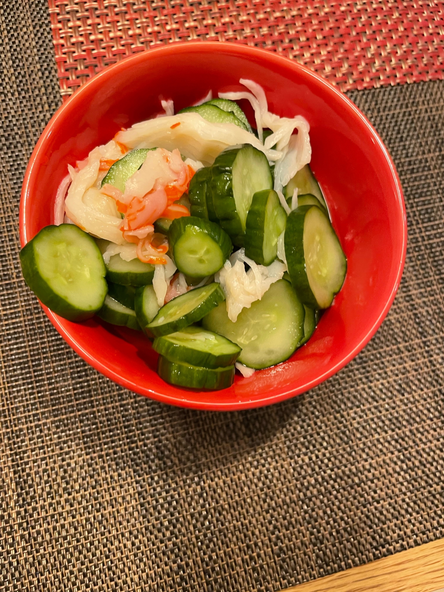 きゅうりとオーシャンキングの酢の物