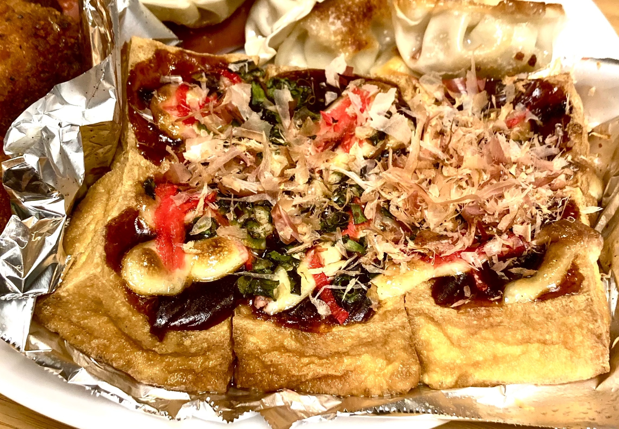 簡単おつまみ！厚揚げのお好み焼き風