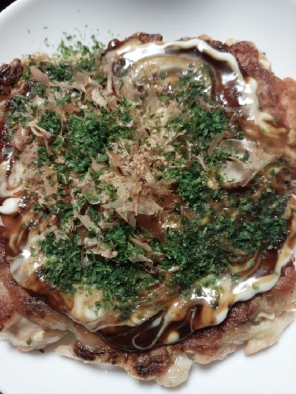 牡蠣と　海老の　お好み焼き