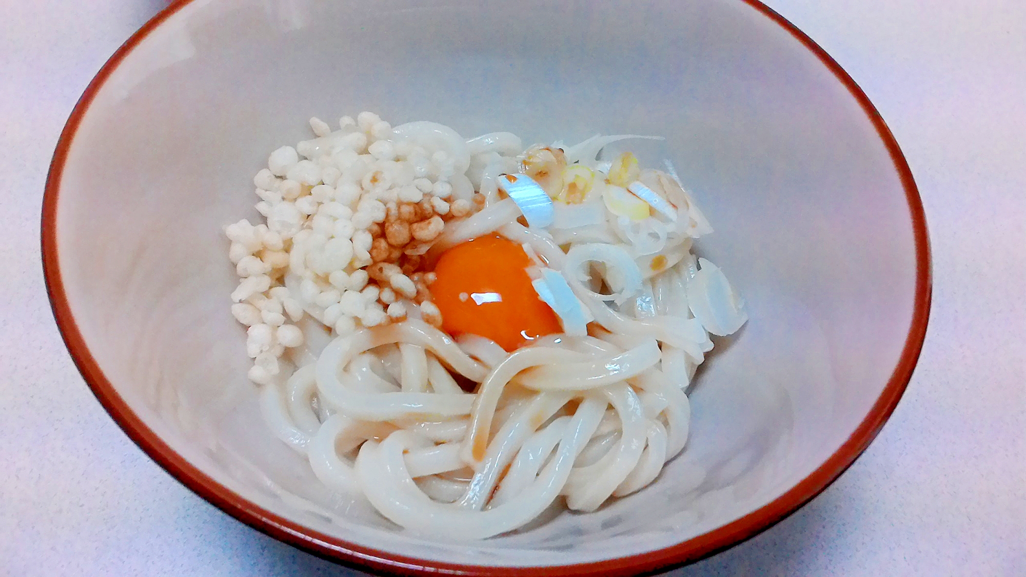 冷凍うどんで釜玉うどん