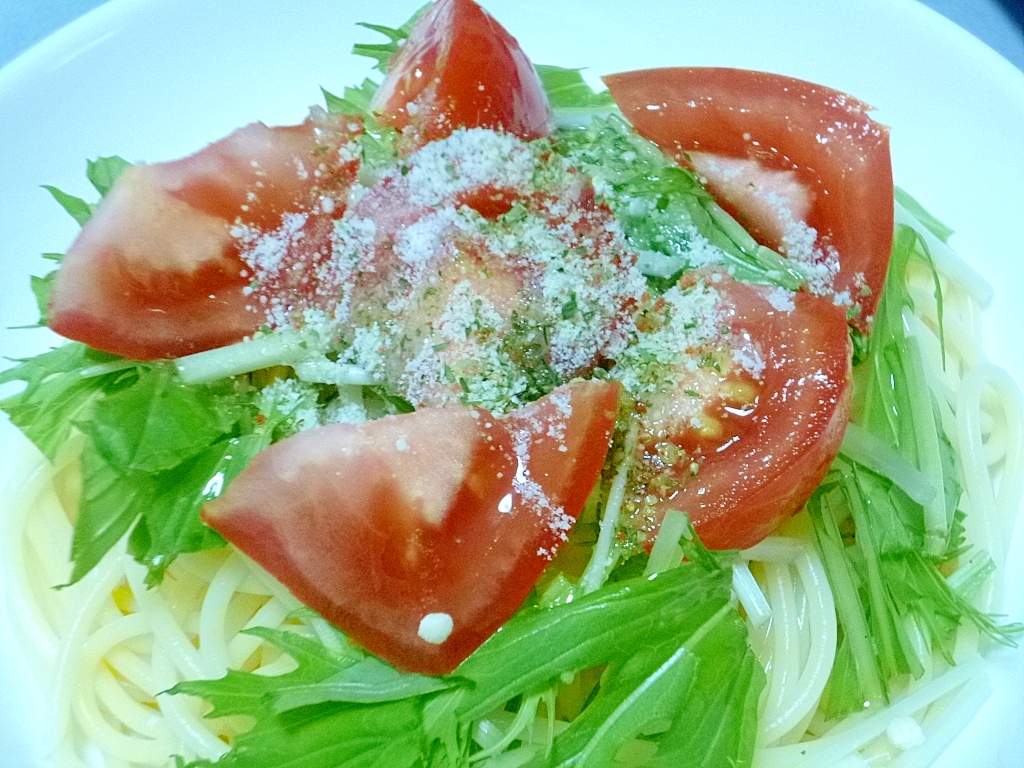 さっぱり！美味しい！トマトと水菜の冷製パスタ