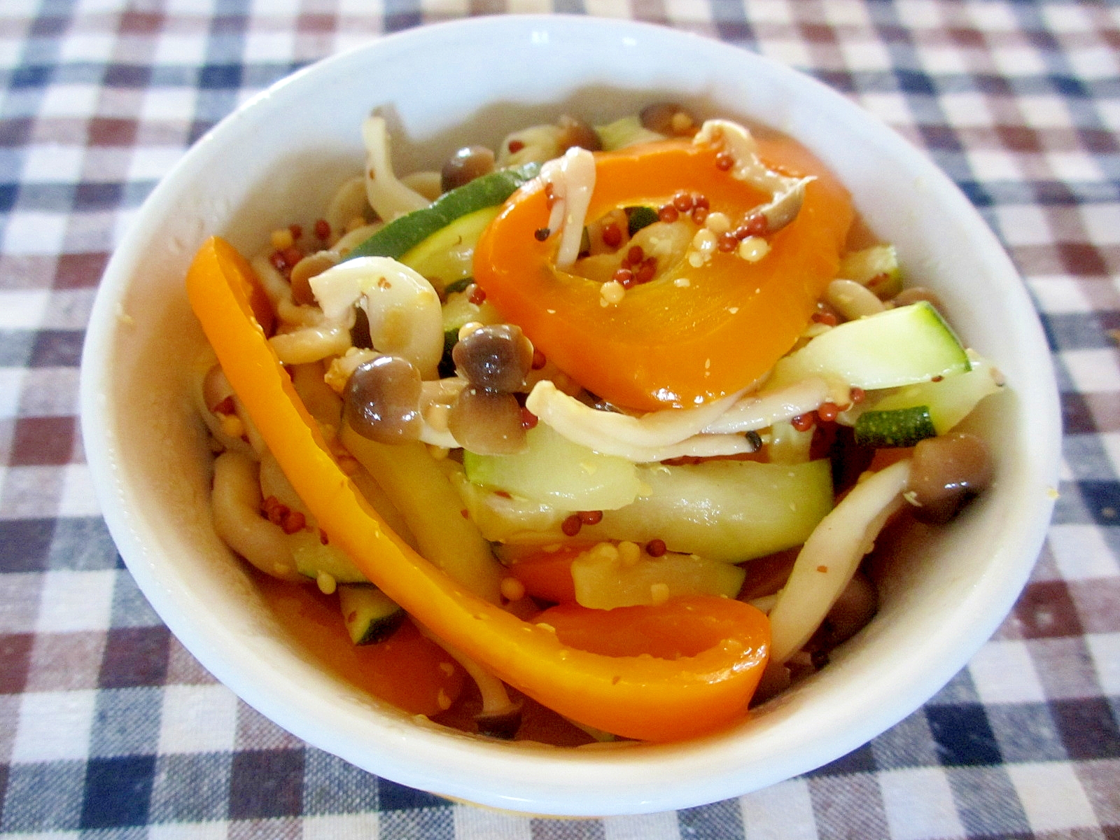 レンジでパプリカ しめじ ズッキーニのホットサラダ レシピ 作り方 By Mococo05 楽天レシピ