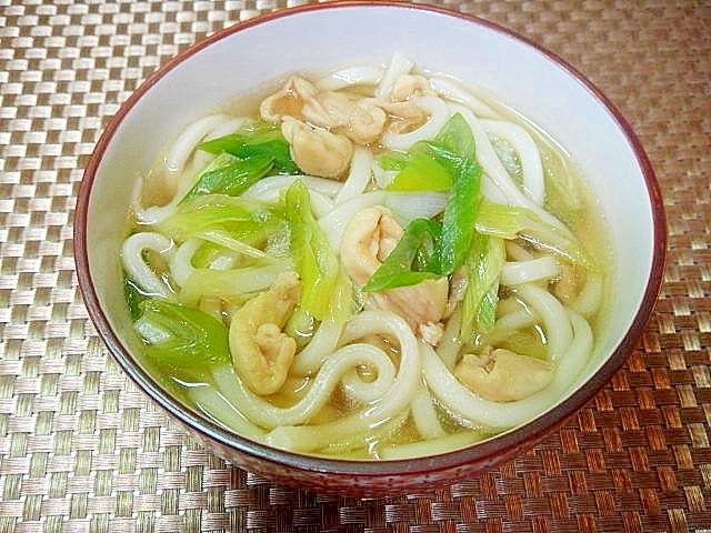 鶏皮と長ネギのうどん