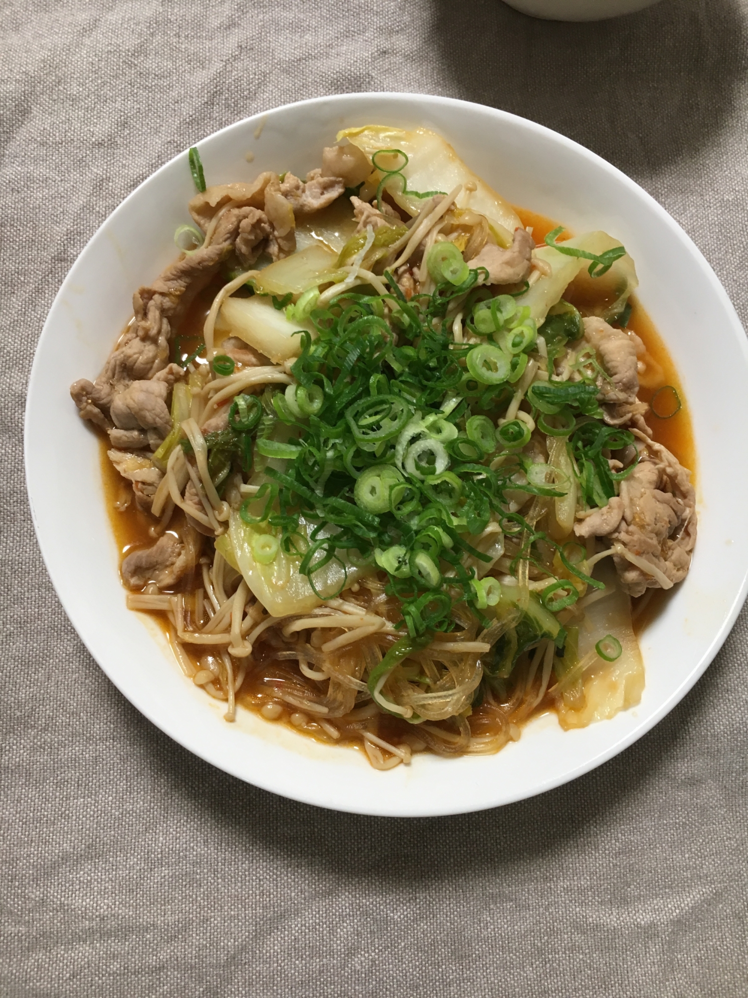 鍋の残り野菜でピリ辛煮込み春雨☆