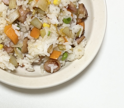 大根葉とウインナーの卵炒飯