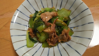 チンゲン菜と豚肉のオイスターソース炒め