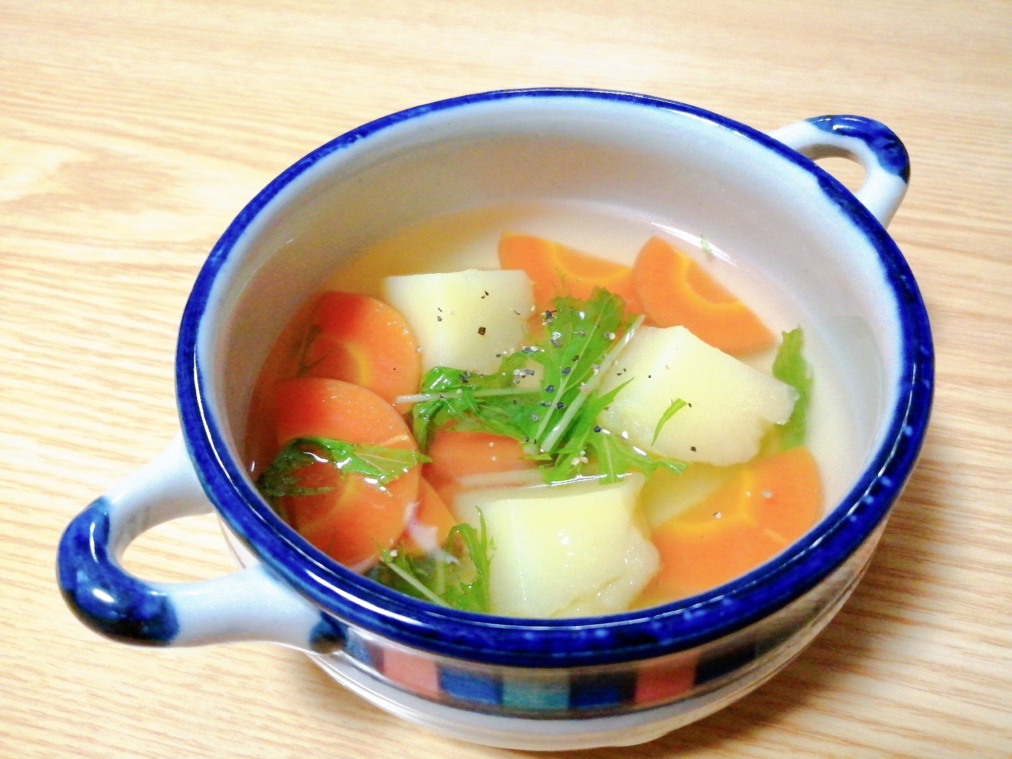 じゃがいもと人参と水菜のスープ