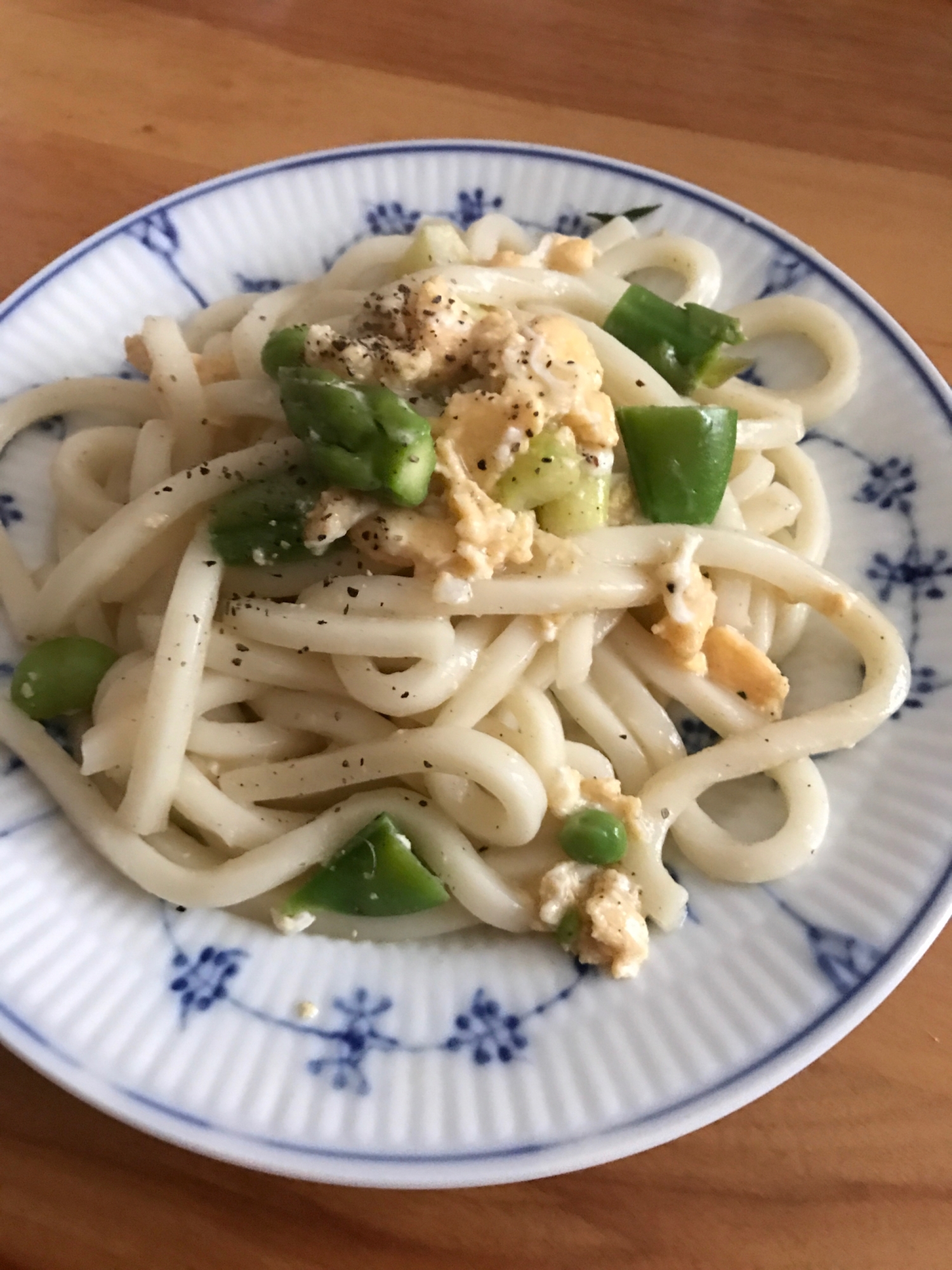 春野菜と炒り卵の焼うどん