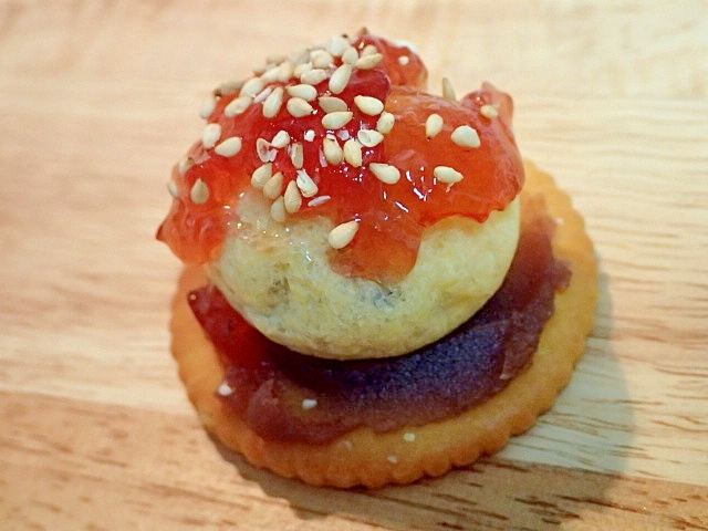 餡子とチョコシューと苺ジャムのリッツ