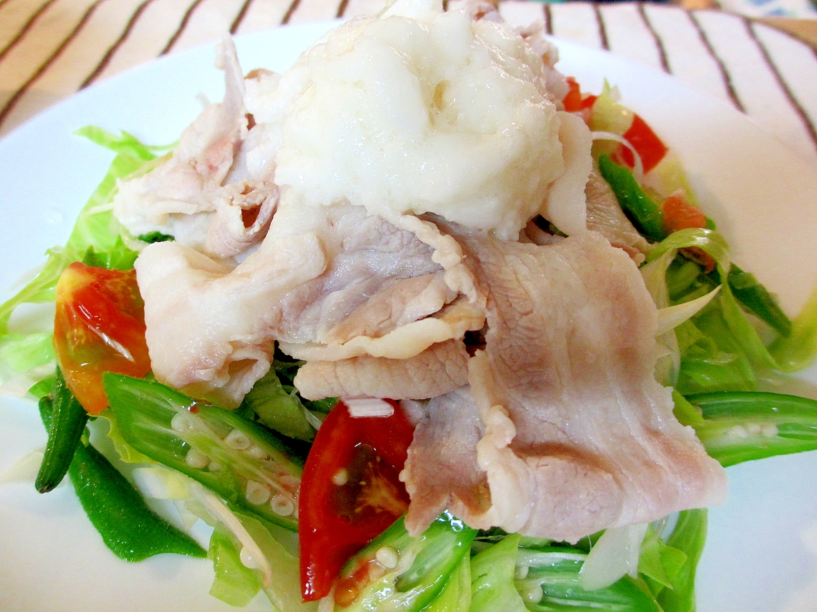 オクラととろろの冷しゃぶ梅わさびタレ レシピ 作り方 By Mococo05 楽天レシピ