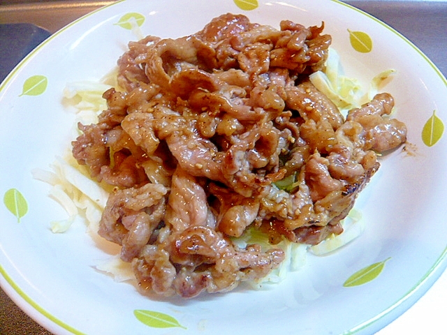 豚小間を甘辛ダレで!キャベツと一緒に!