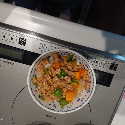 粗挽き肉のコンソメソース丼