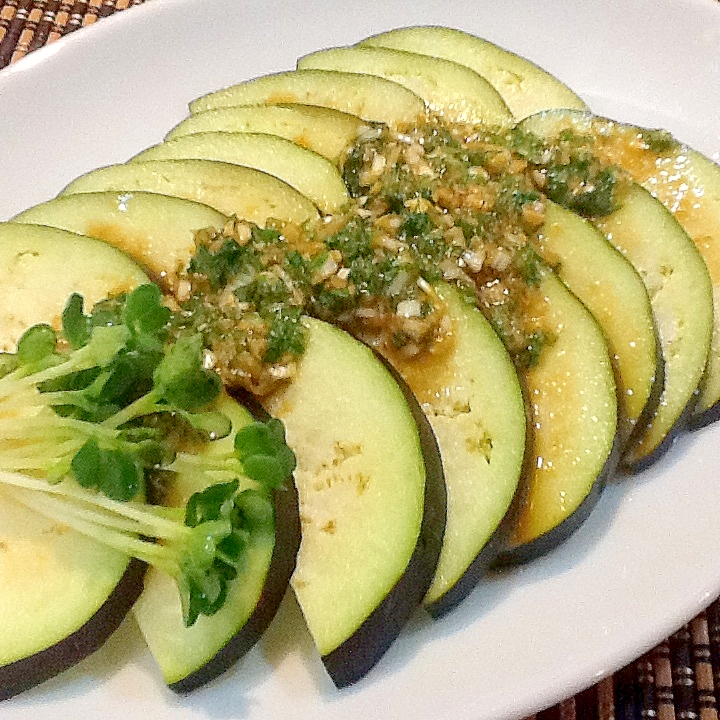 簡単！おいしい‼︎水ナスのわさび香味だれ