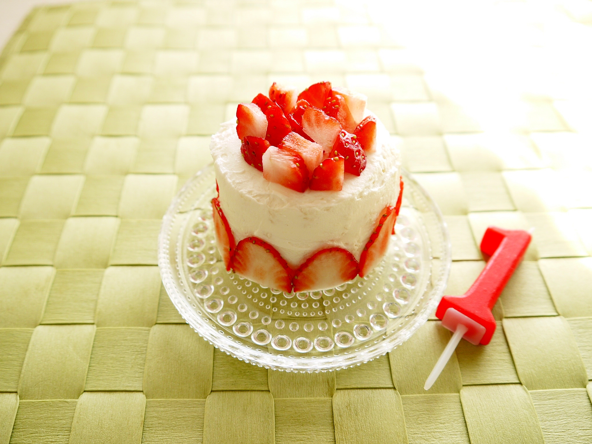 1歳誕生日 ケーキ！水切りヨーグルト＆食パン♪