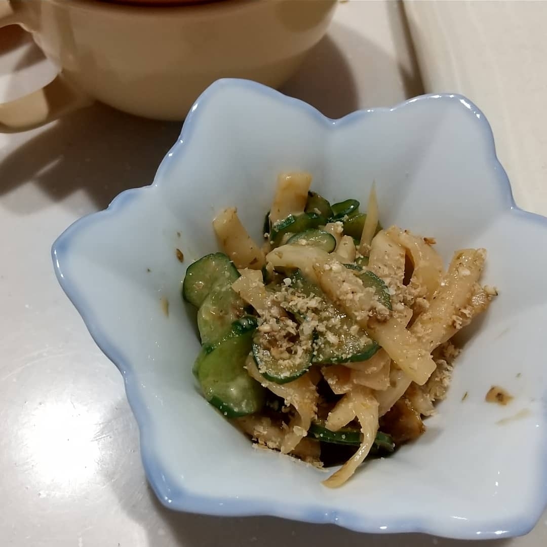簡単に副菜！胡瓜と大根の海苔佃煮マヨ和え