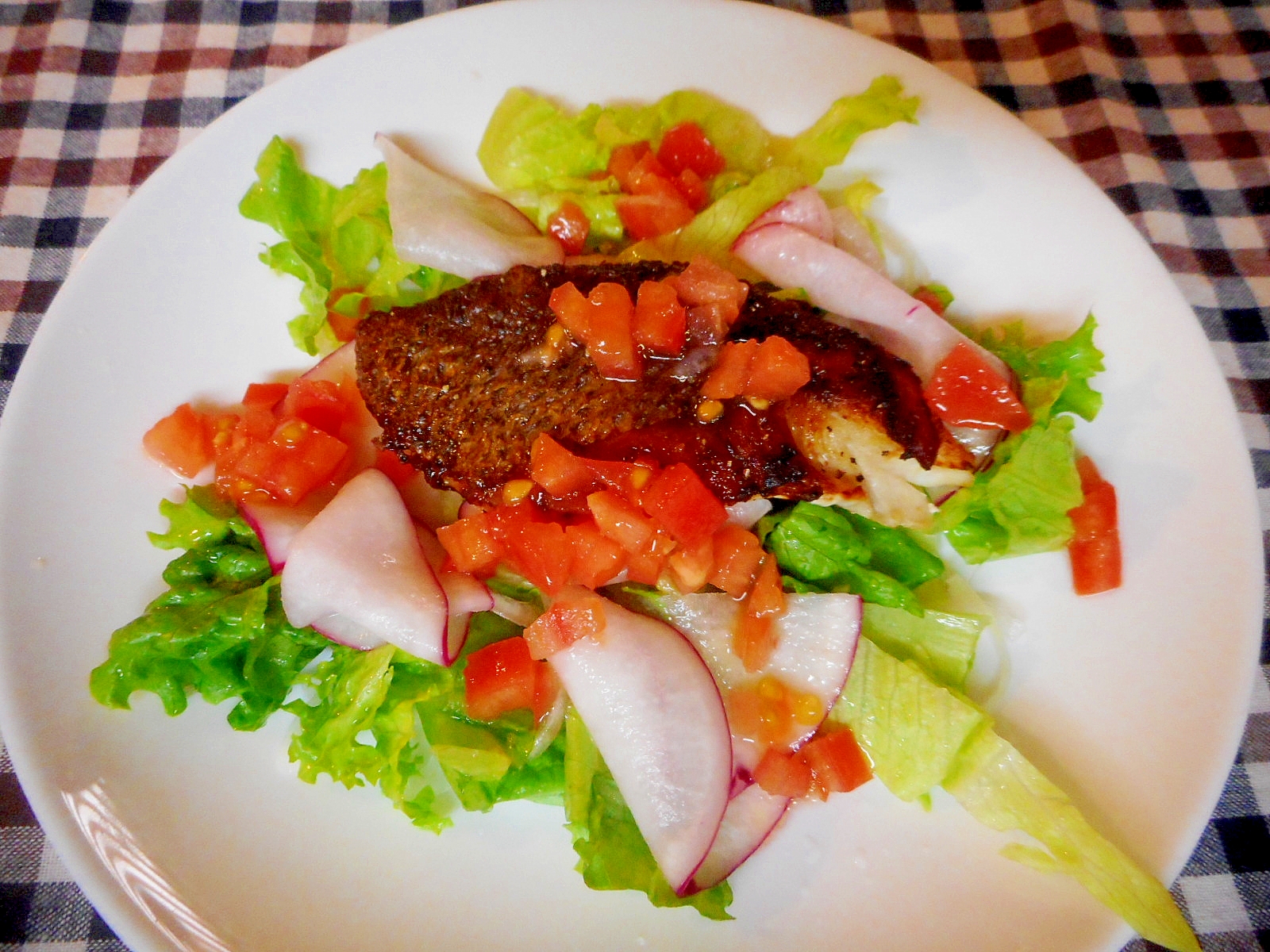 ヘダイのソテートマトドレッシングサラダ レシピ 作り方 By Mococo05 楽天レシピ ヘダイのソテートマトドレッシングサラダ レシピ 作り方 By Mococo05 楽天レシピ