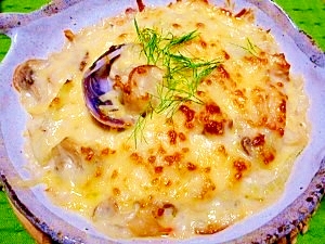 ホタテとアサリ☆スパゲッティグラタン