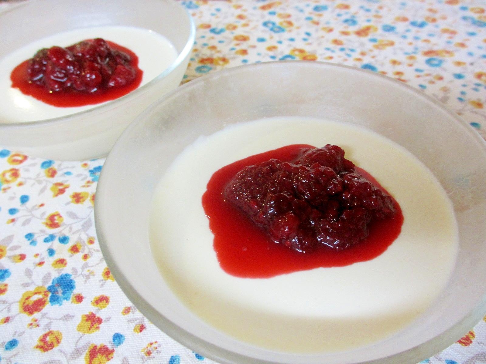 ラズベリーソースブラマンジェ