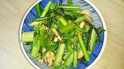 小松菜＆ぶなしめじ＆わかめの鶏がらポン酢炒め