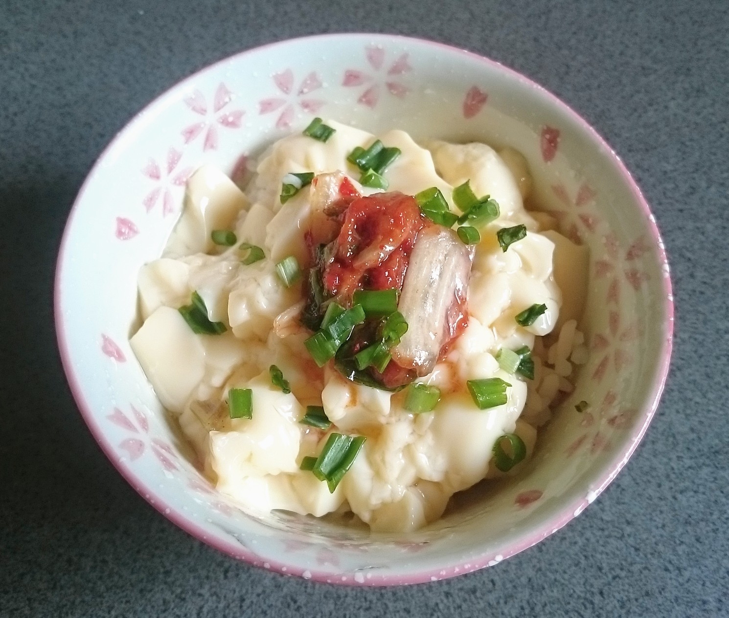 秒メニュー☆玉子豆腐キムチご飯