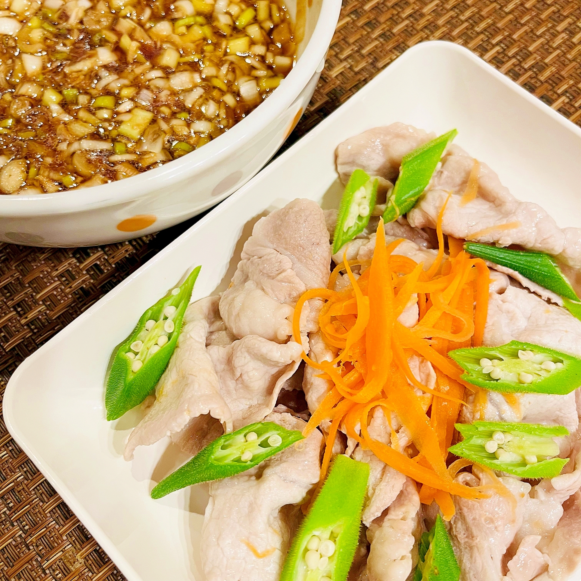 ★豚肉★香味だれでゆで豚野菜