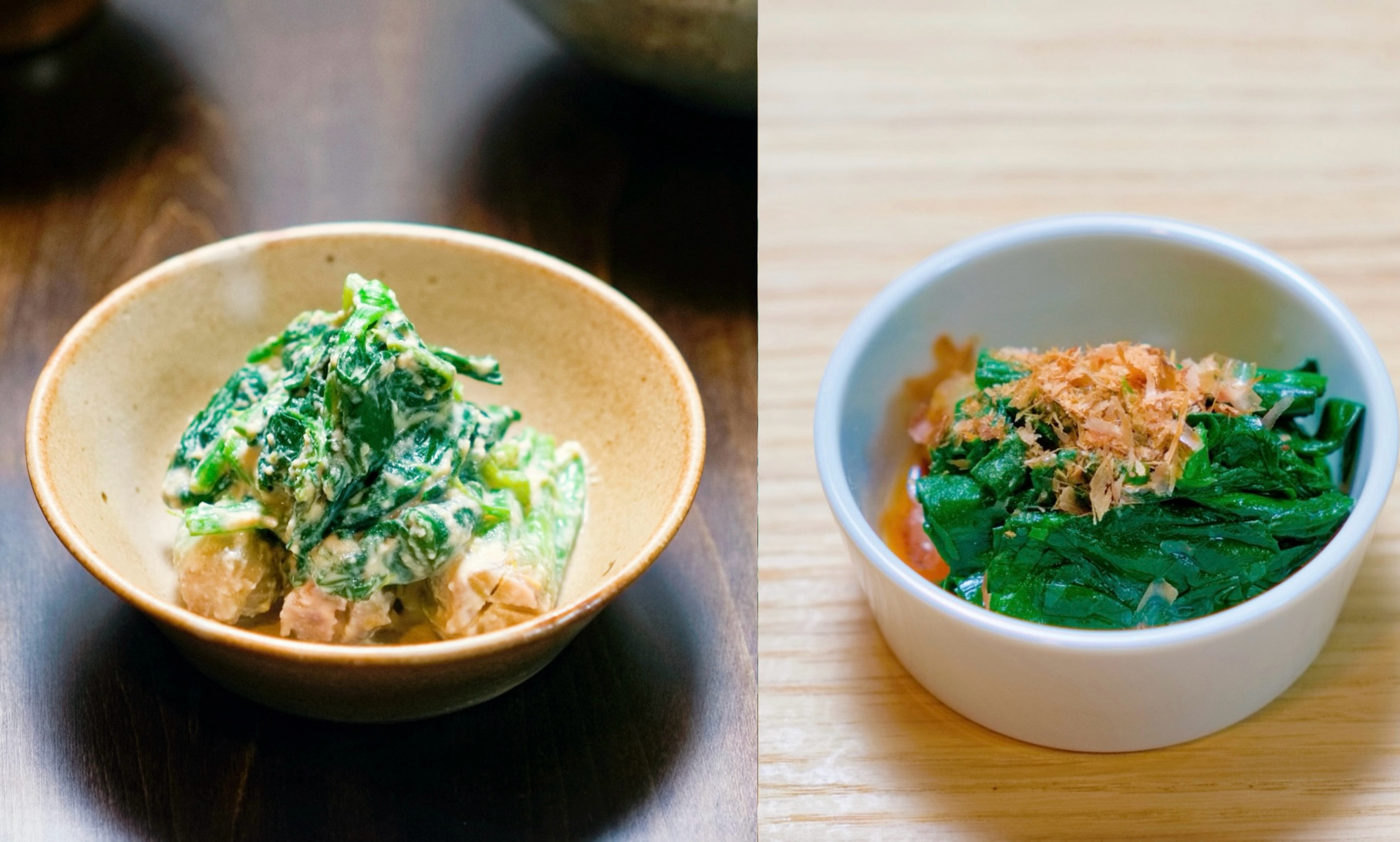 【食材連続料理】ほうれんそうのおひたし&白あえ