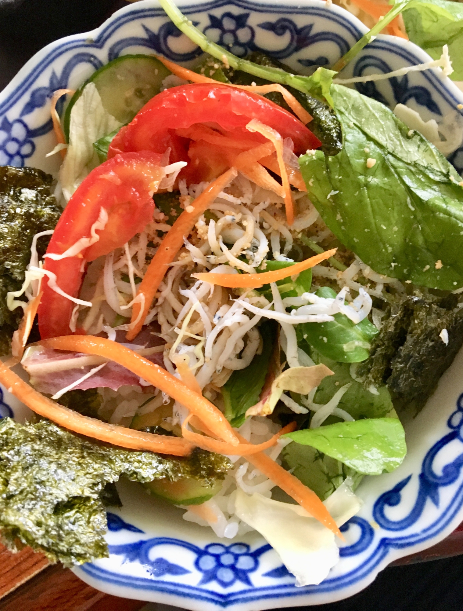 野菜、じゃこ 丼ぶり