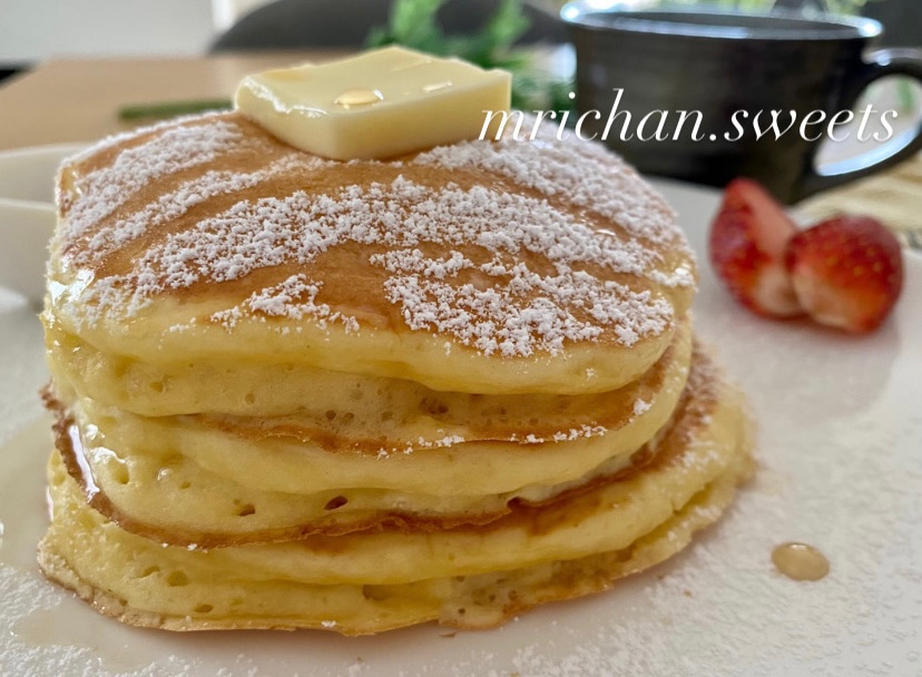 ホットケーキミックスで分厚いパンケーキ♡