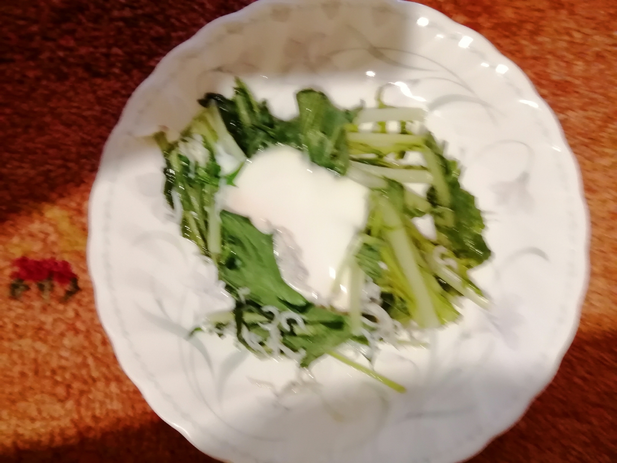 水菜しらす目玉焼き