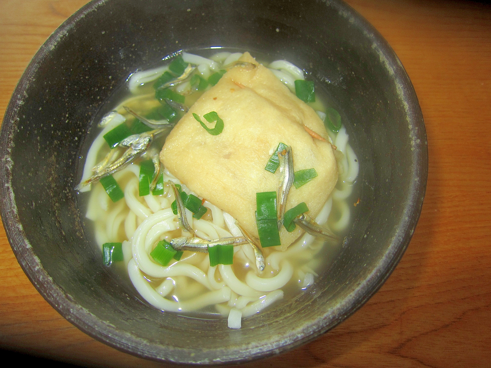 餅巾着と葱うどん