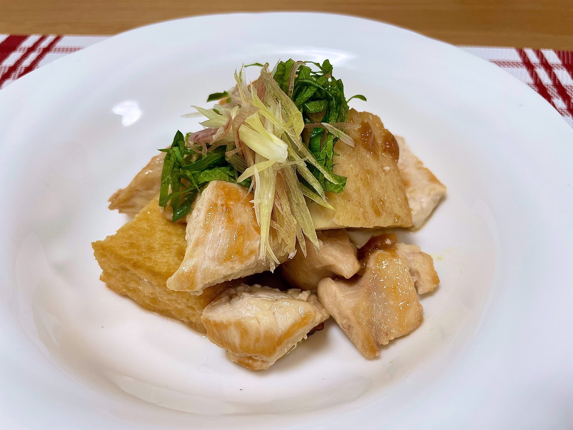 厚揚げと鶏肉〜梅麺つゆがけ〜