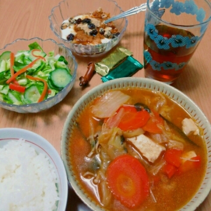 韓国風ピリ辛キムチスープ