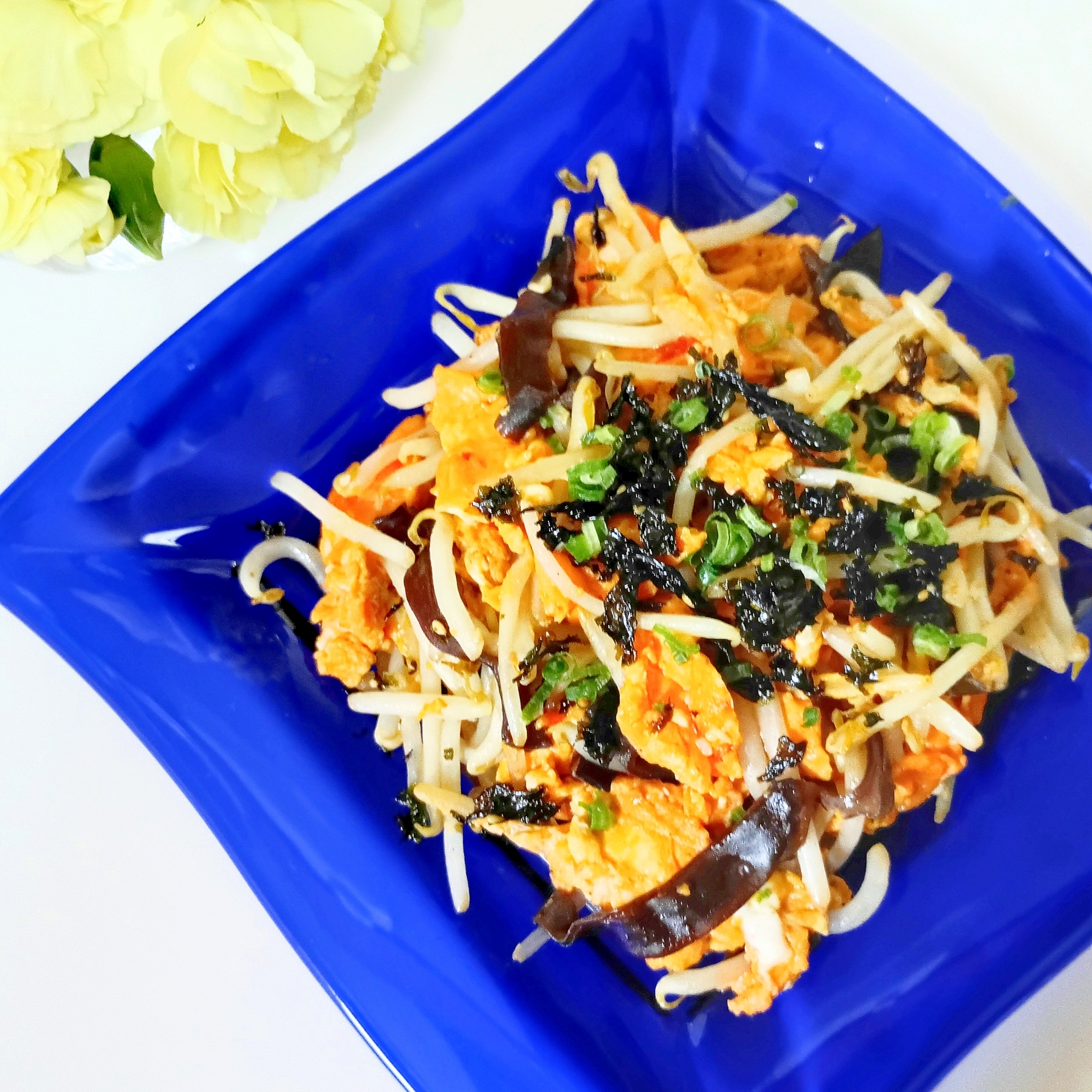 もやしでかさ増しᕷ*きくらげ玉子ꕤ୭*