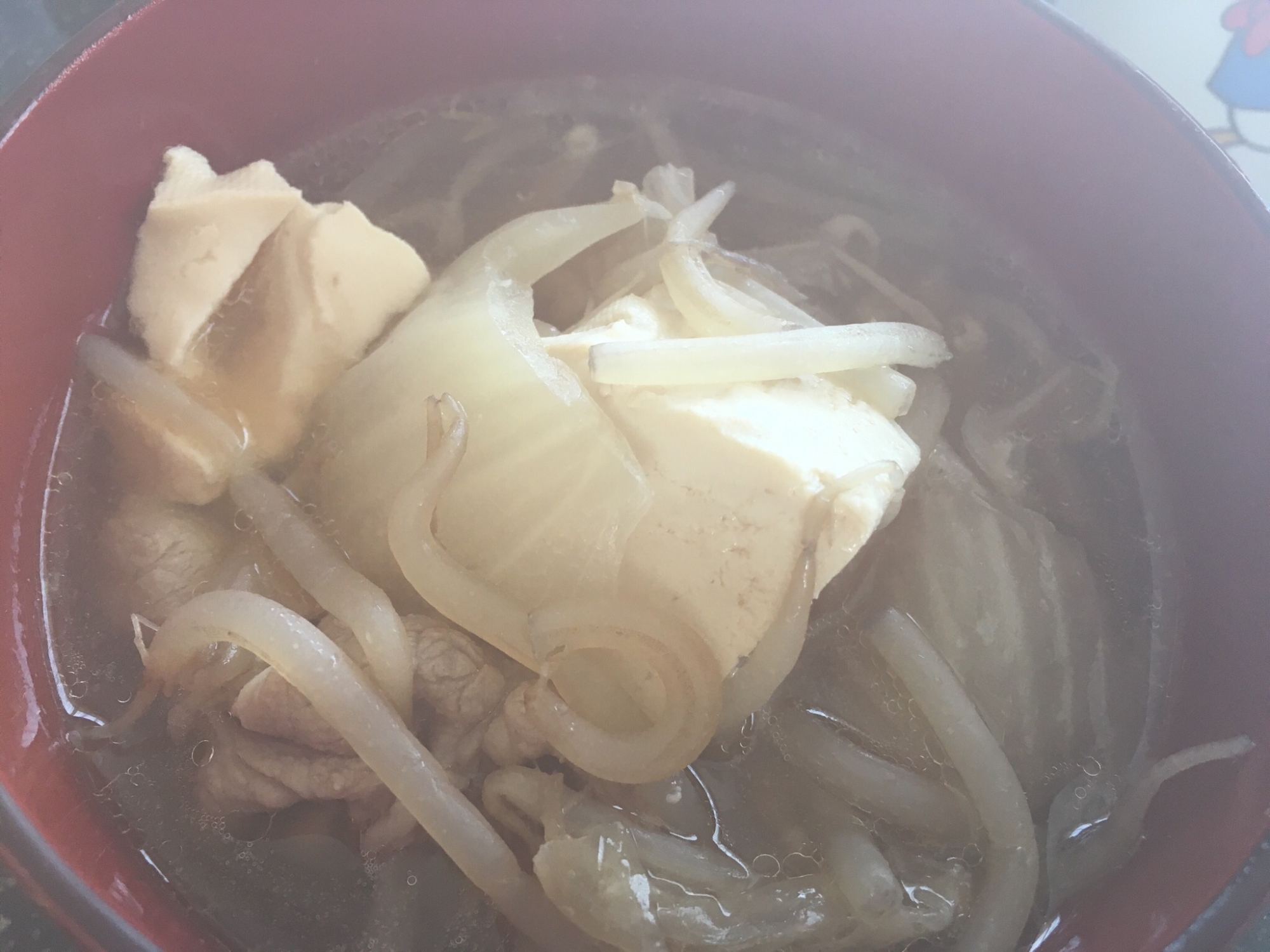 豆腐と豚肉ともやしと白菜のスープ