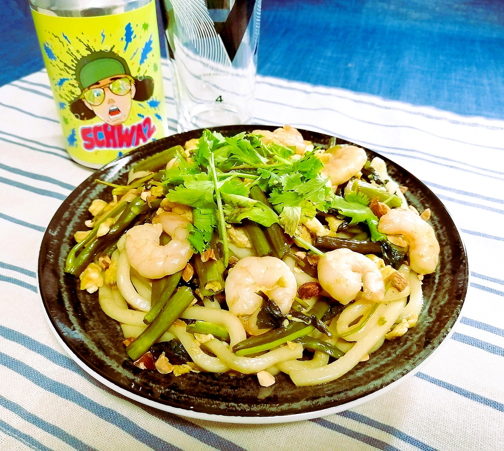 空心菜×海老で!パッタイ風焼うどん