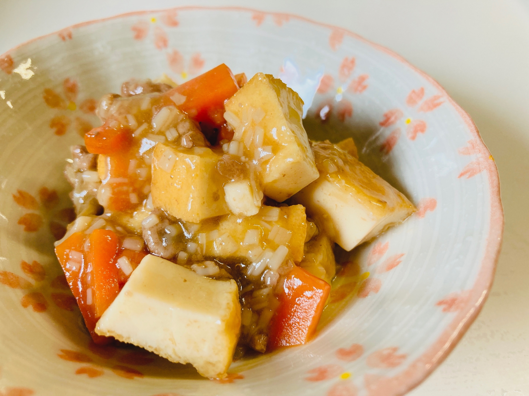 【離乳食完了期】厚揚げ豆腐とひき肉のあんかけ