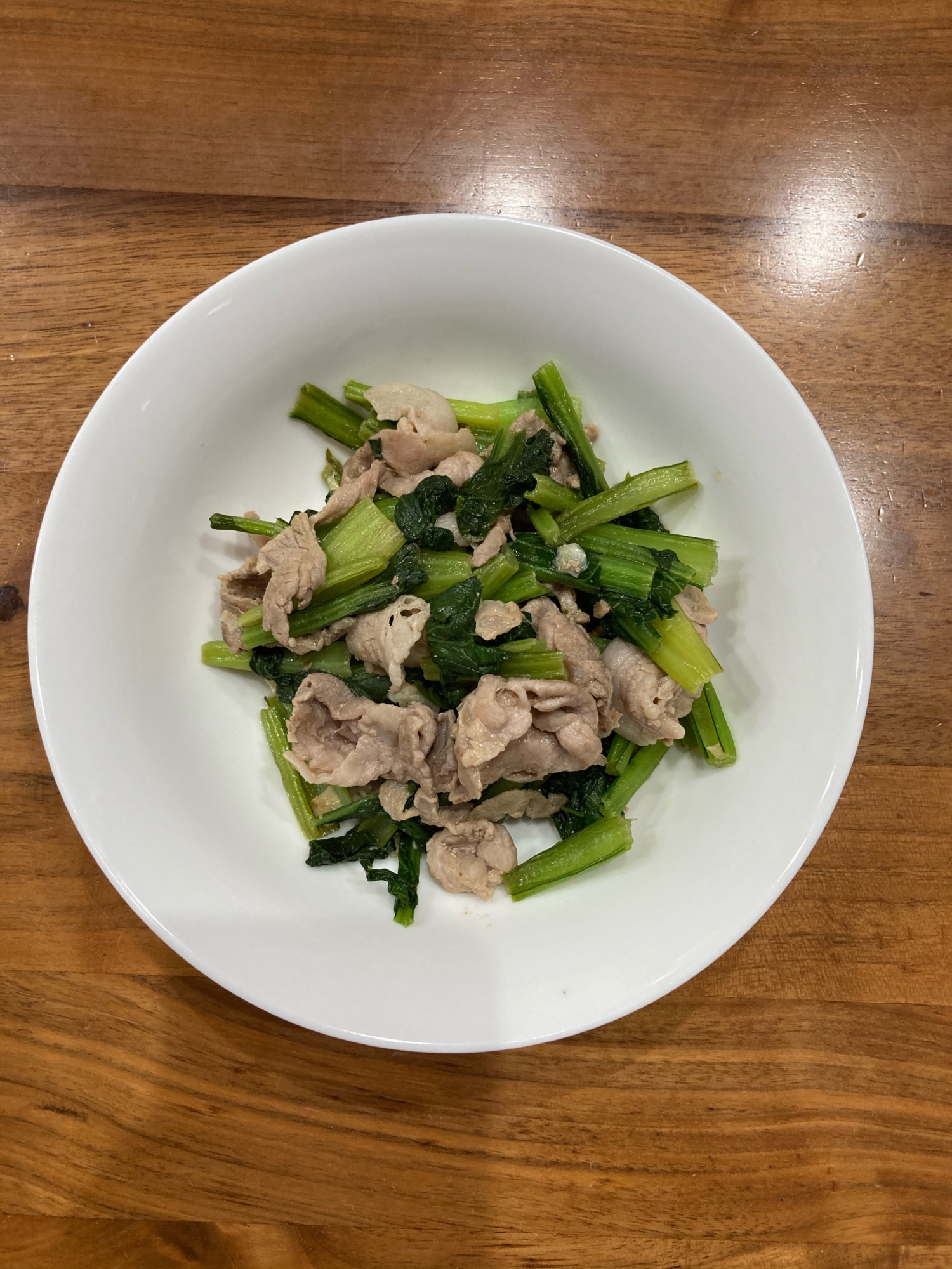 小松菜と豚肉の生姜風味炒め物