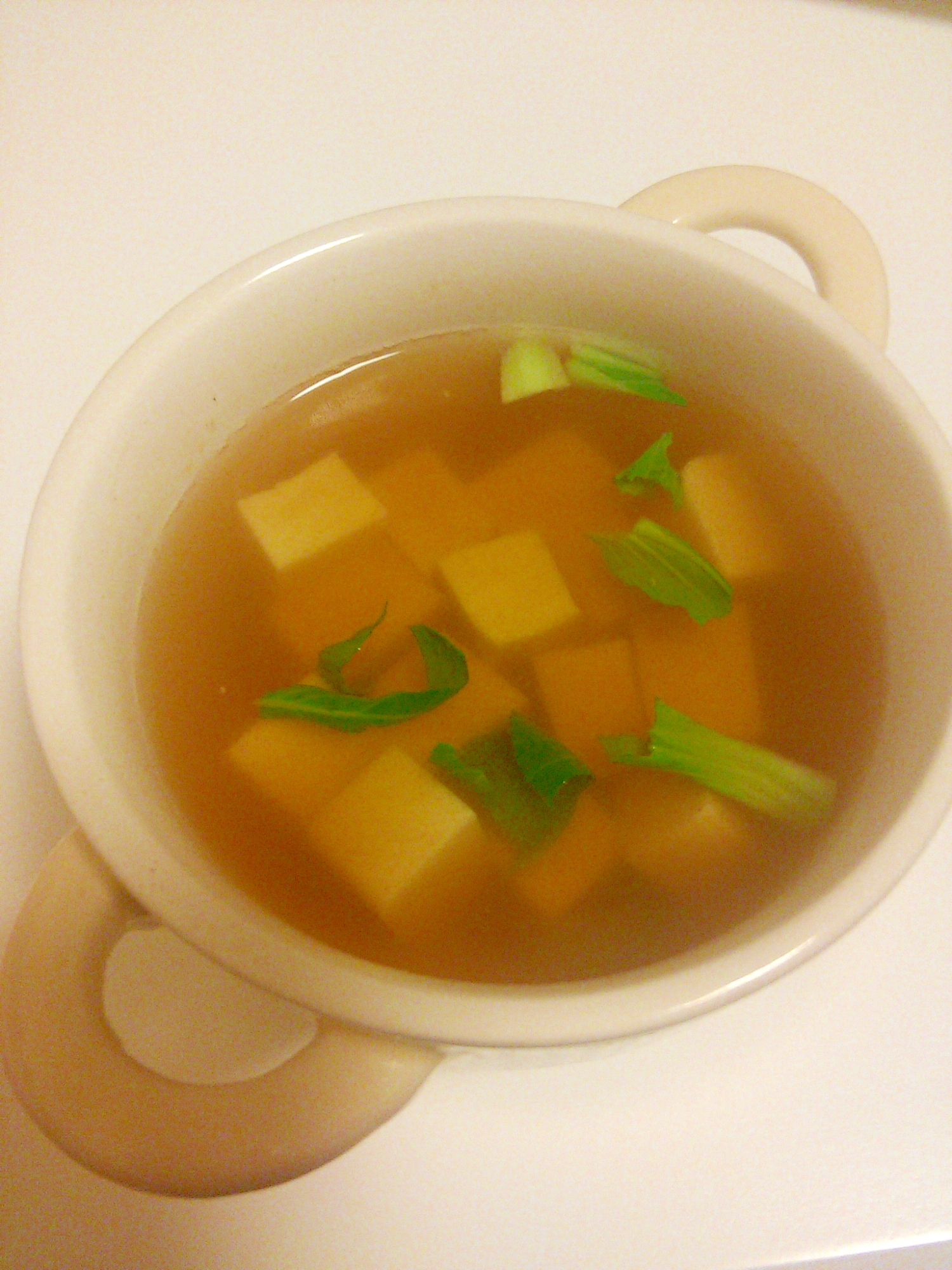 レンジで簡単★豆腐とチンゲン菜の和風スープ