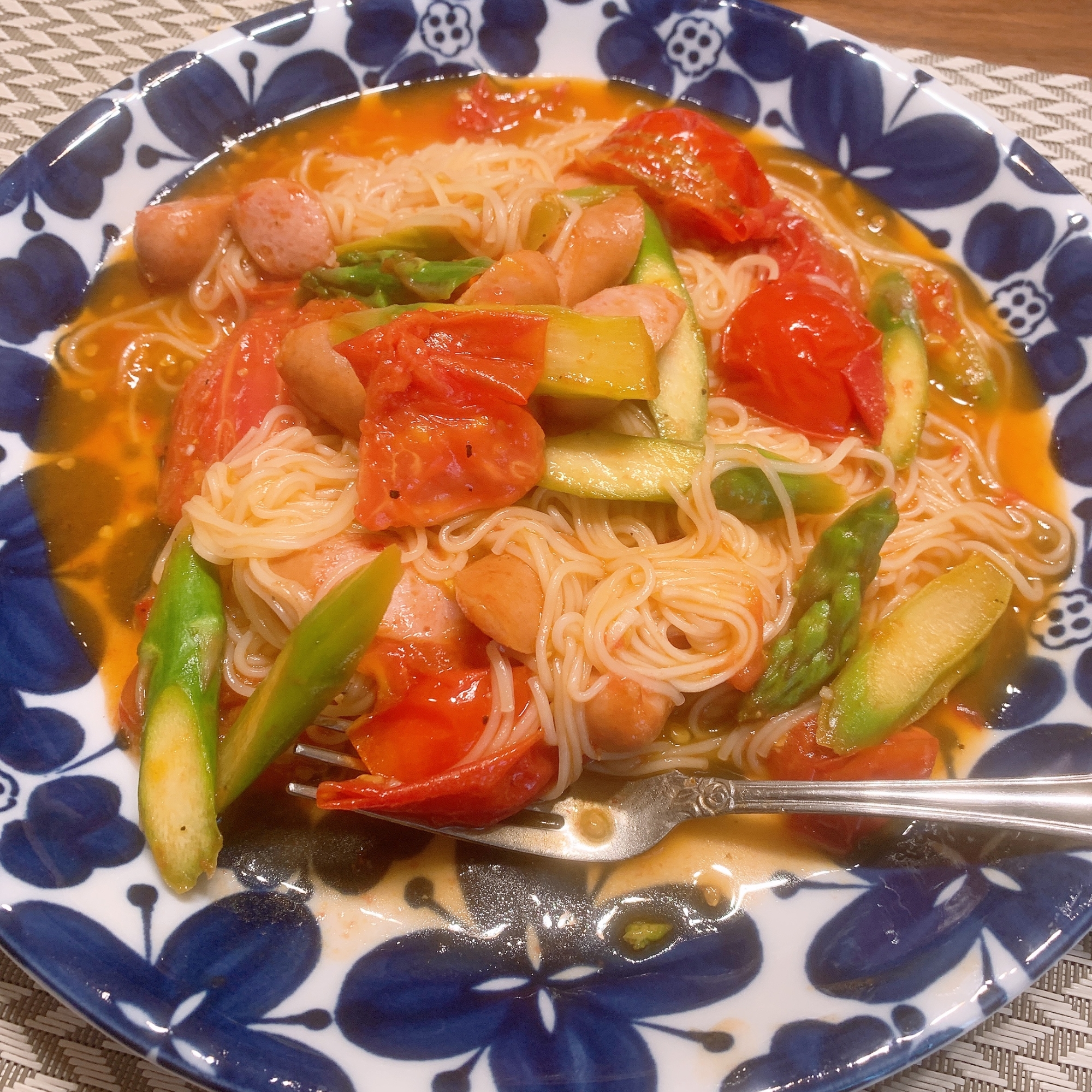 トマトで美味しいそうめんパスタ