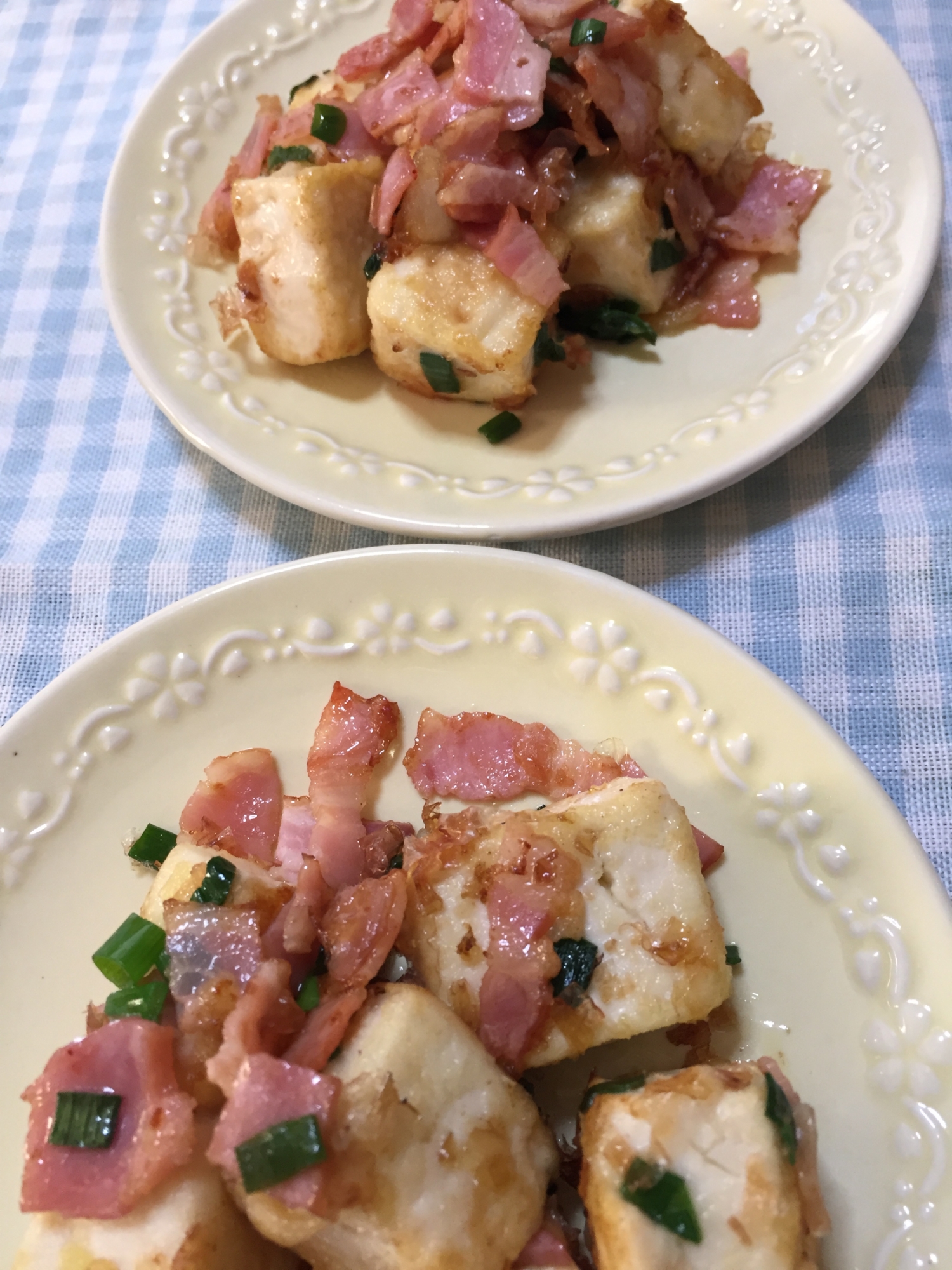 豆腐とベーコンの炒め物