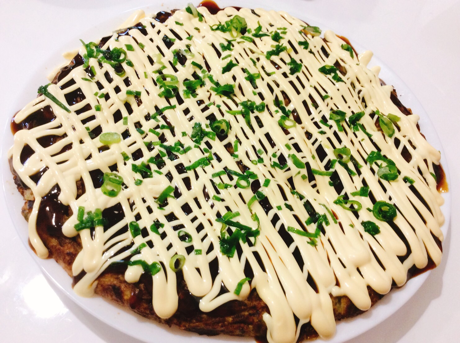 トロロとオクラたっぷり♫外カリ中ふわ♫お好み焼き♫